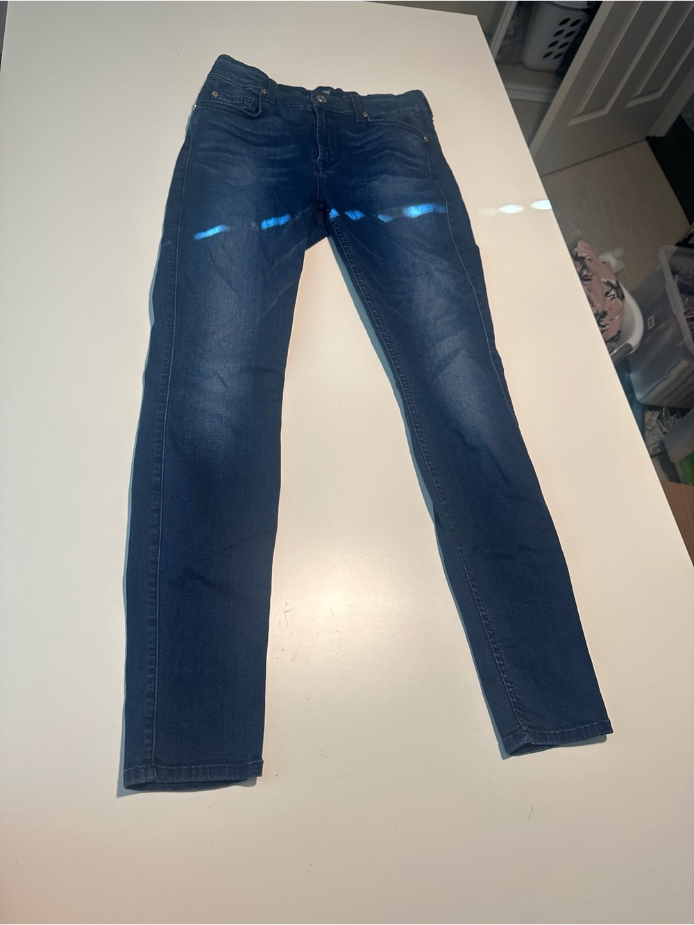 7 for all mankind the mid rise Ankle skinny blue jeans